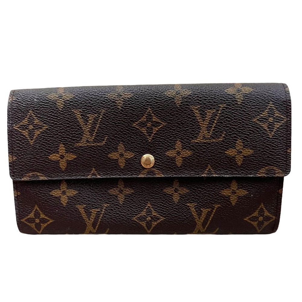 Authentic Louis Vuitton Wallet Long Pochette Monnaie Credit Monogram Used LV Vin